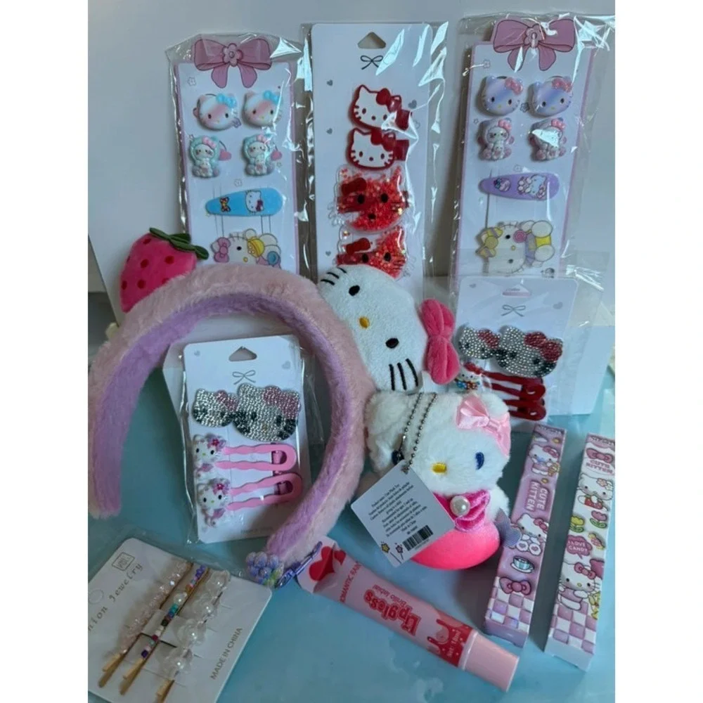 HUGE HELLO KITTY HAIR ACCESSORIES‎ CLIPS HEADBAND BUNDLE NEW